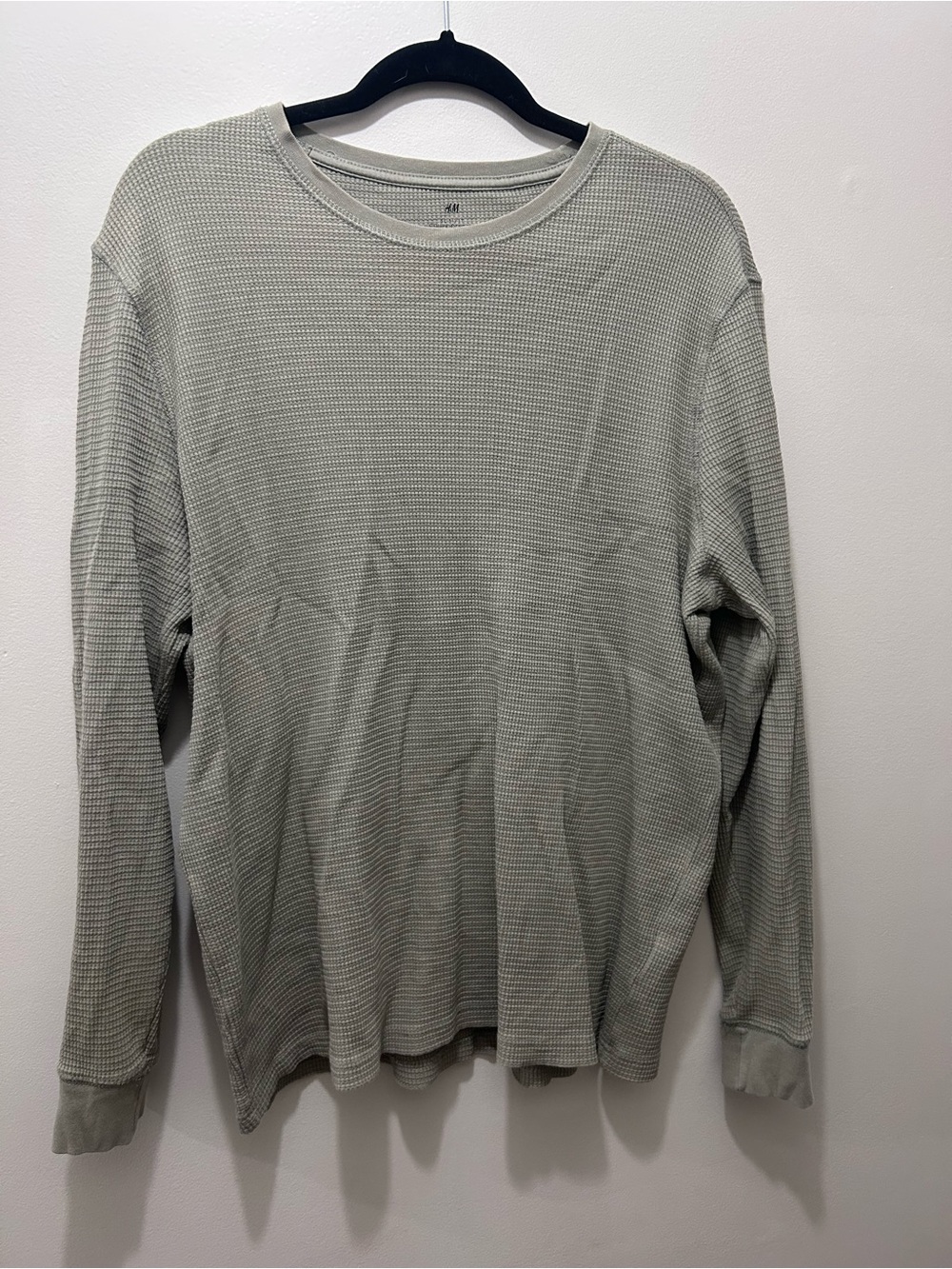H&M Sage Green Waffle Long Sleeve Tee